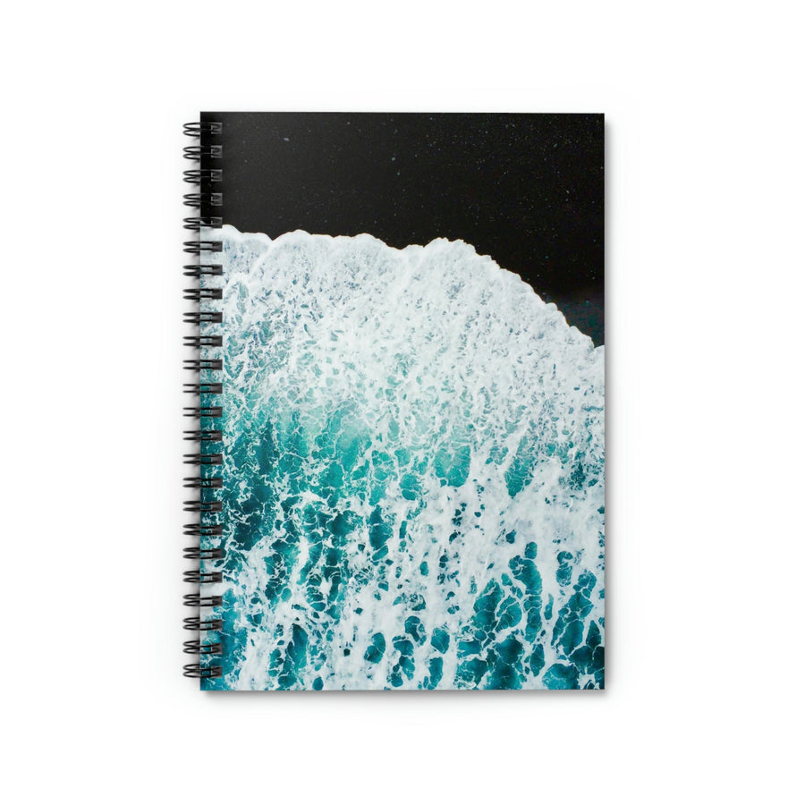 A Wave on Volcanic Sand - Spiral Ruled Line Notebook - Visiting This World