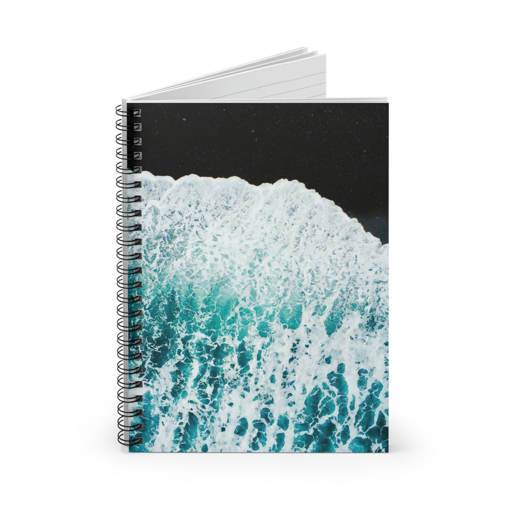 A Wave on Volcanic Sand - Spiral Ruled Line Notebook - Visiting This World