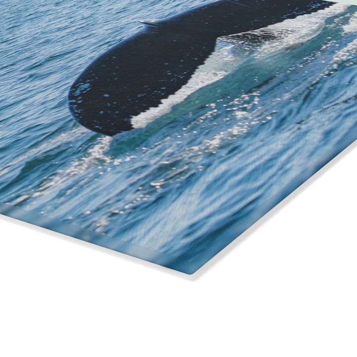 A Whale and A Mountain - Glass Cutting Board - Visiting This World