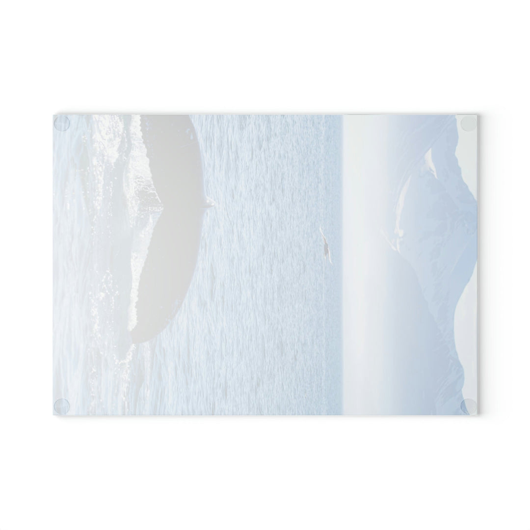 A Whale and A Mountain - Glass Cutting Board - Visiting This World