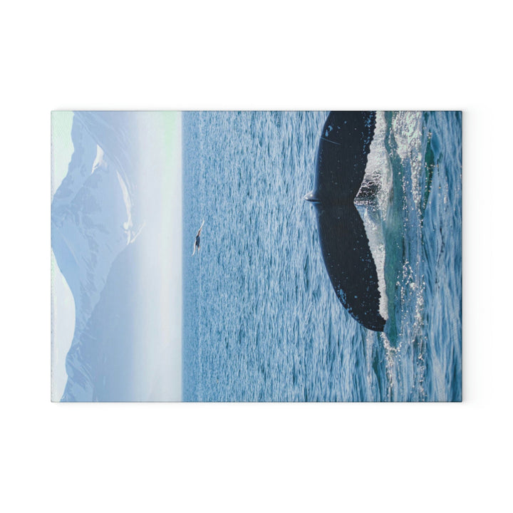 A Whale and A Mountain - Glass Cutting Board - Visiting This World