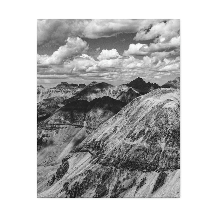 Imogene Pass From the Air in Black and White - Canvas