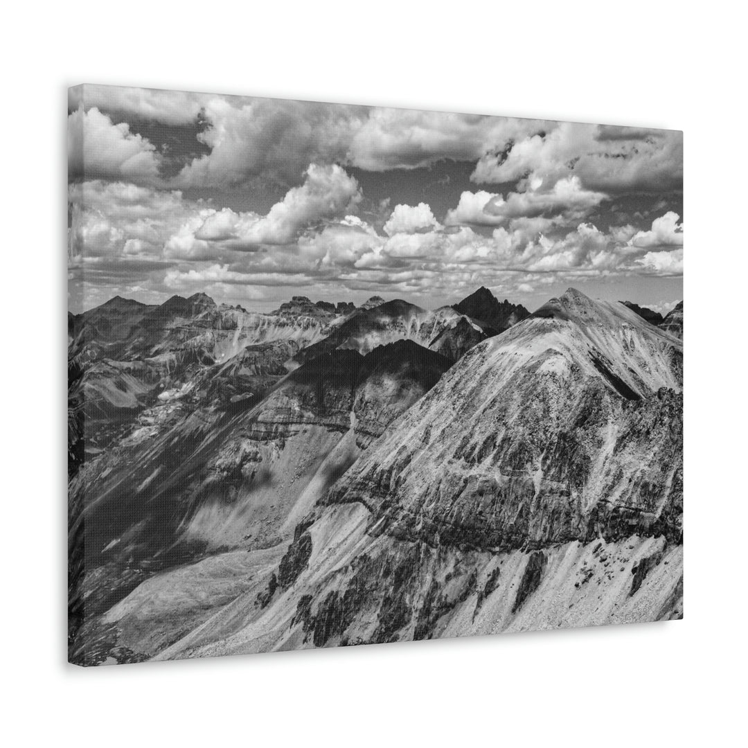 Imogene Pass From the Air in Black and White - Canvas