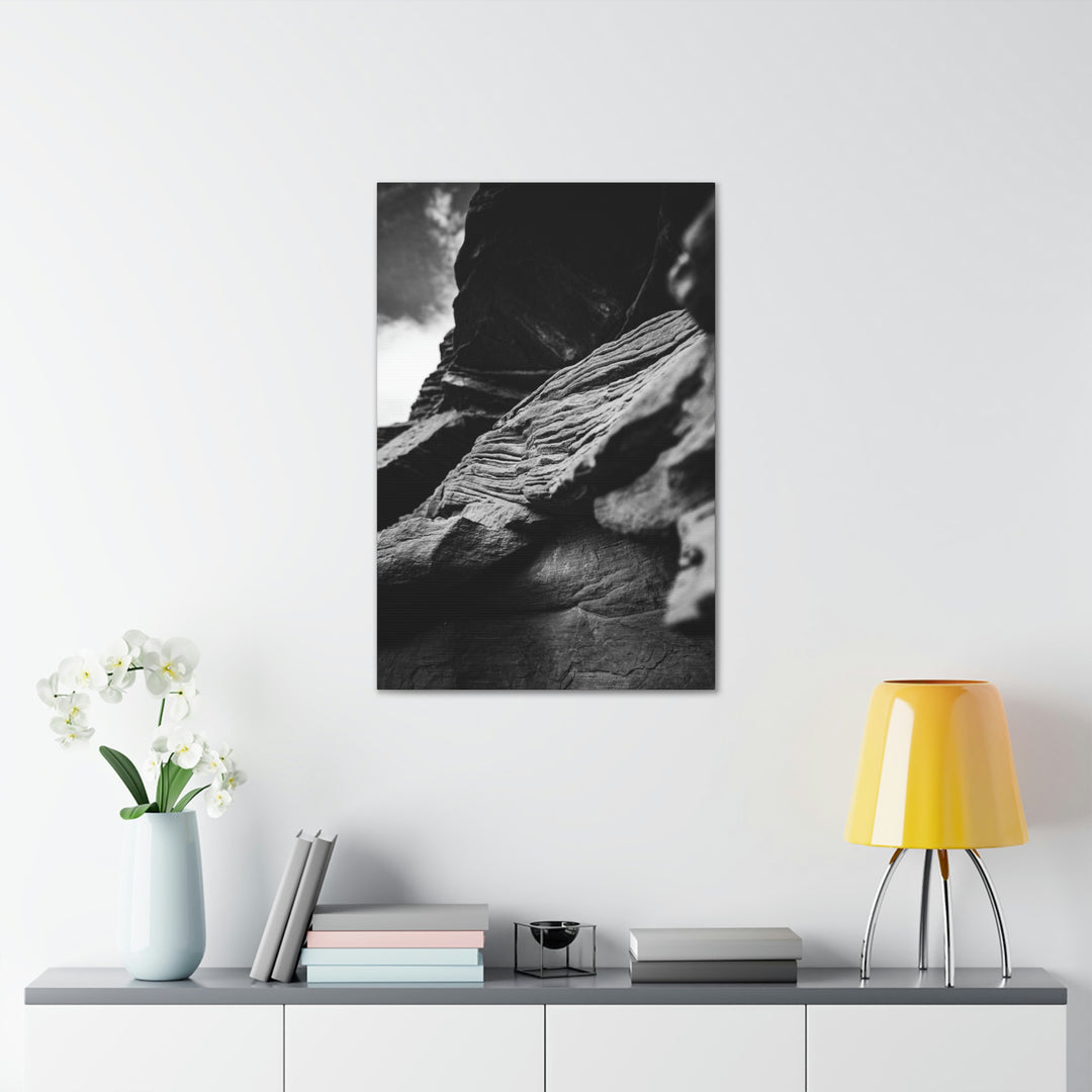 Layers of Rock in Black and White - Canvas