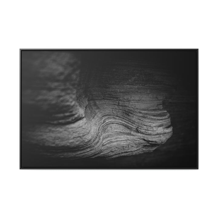 Sedimentary Rock Curves in Black and White - Canvas with Frame