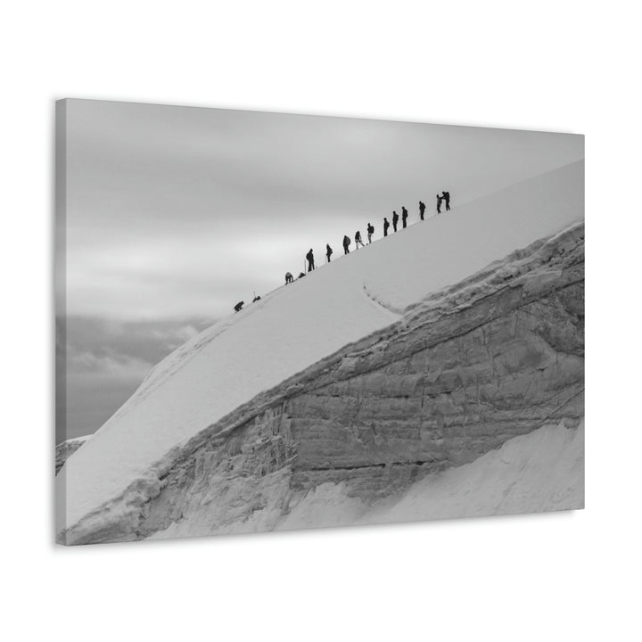 Preparing for the Climb in Black and White - Canvas