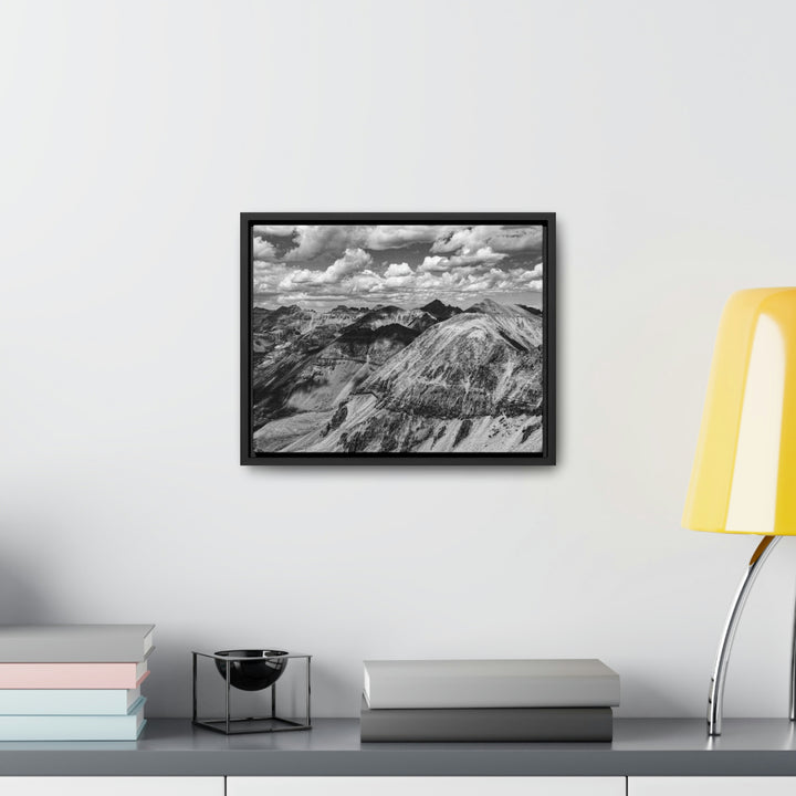 Imogene Pass From the Air in Black and White - Canvas with Frame