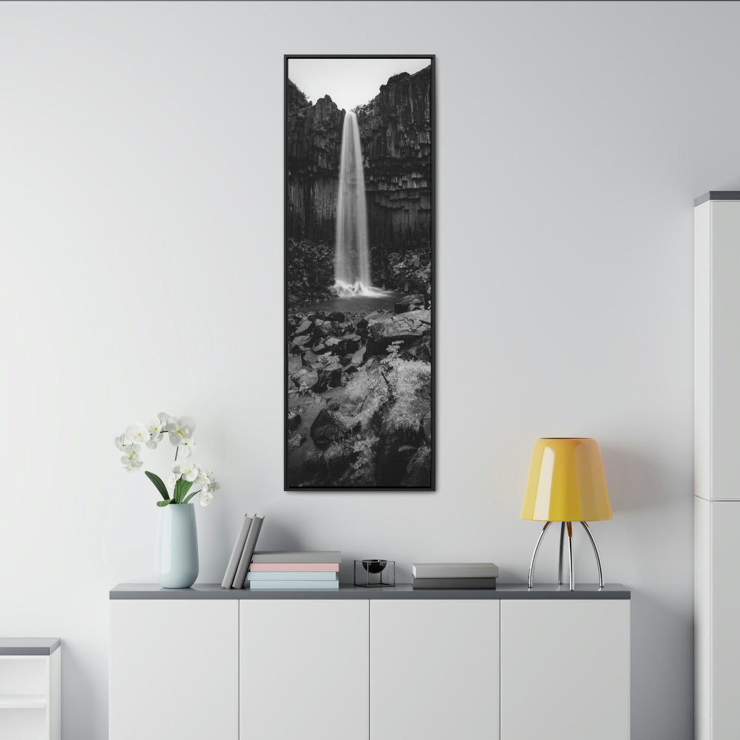 Svartifoss in Black and White - Canvas with Frame