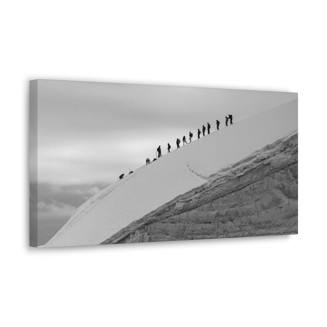 Preparing for the Climb in Black and White - Canvas