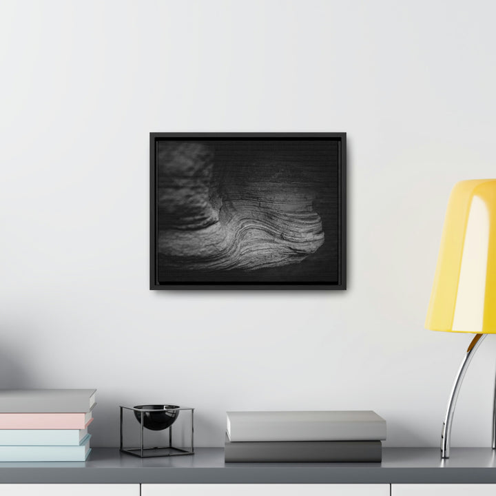 Sedimentary Rock Curves in Black and White - Canvas with Frame