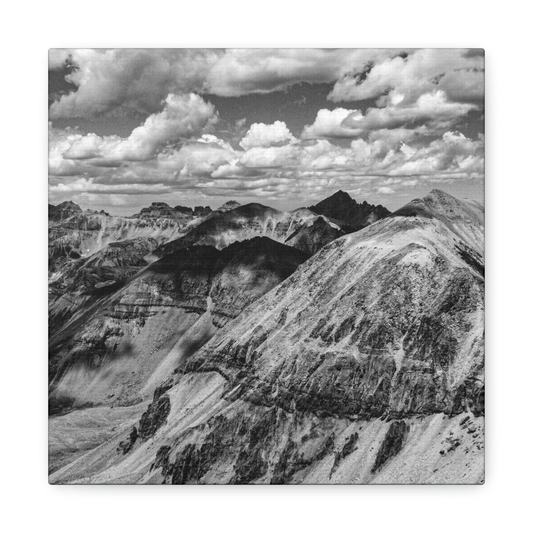 Imogene Pass From the Air in Black and White - Canvas