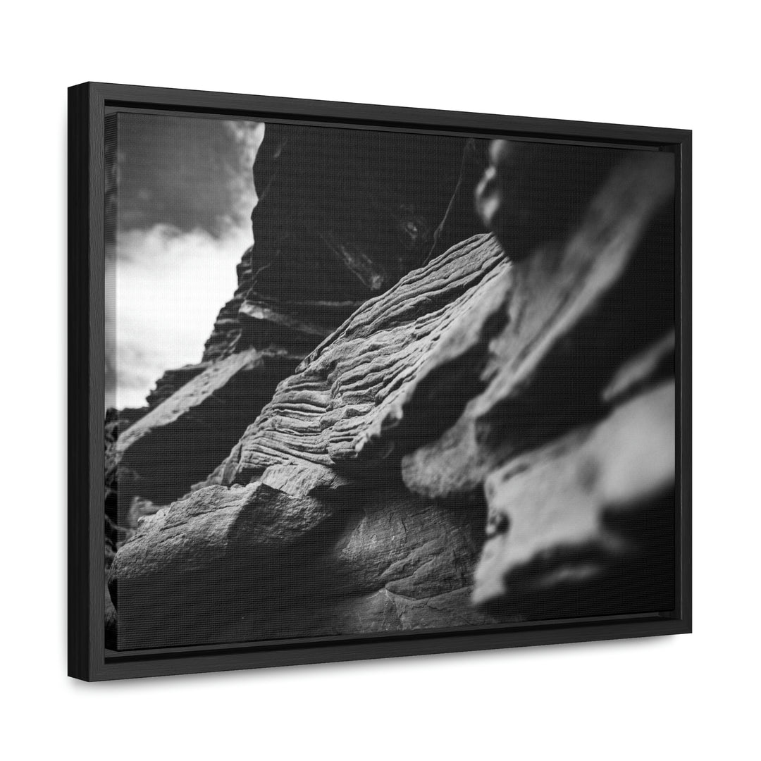 Layers of Rock in Black and White - Canvas with Frame