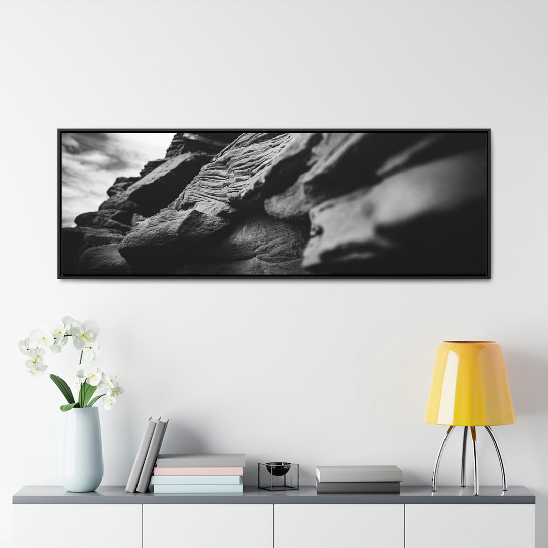 Layers of Rock in Black and White - Canvas with Frame