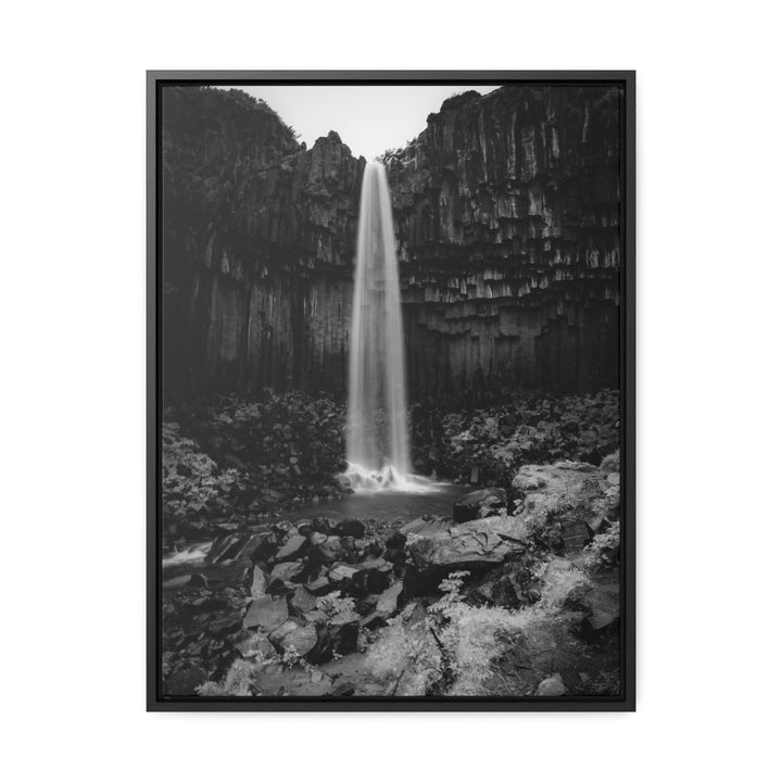 Svartifoss in Black and White - Canvas with Frame