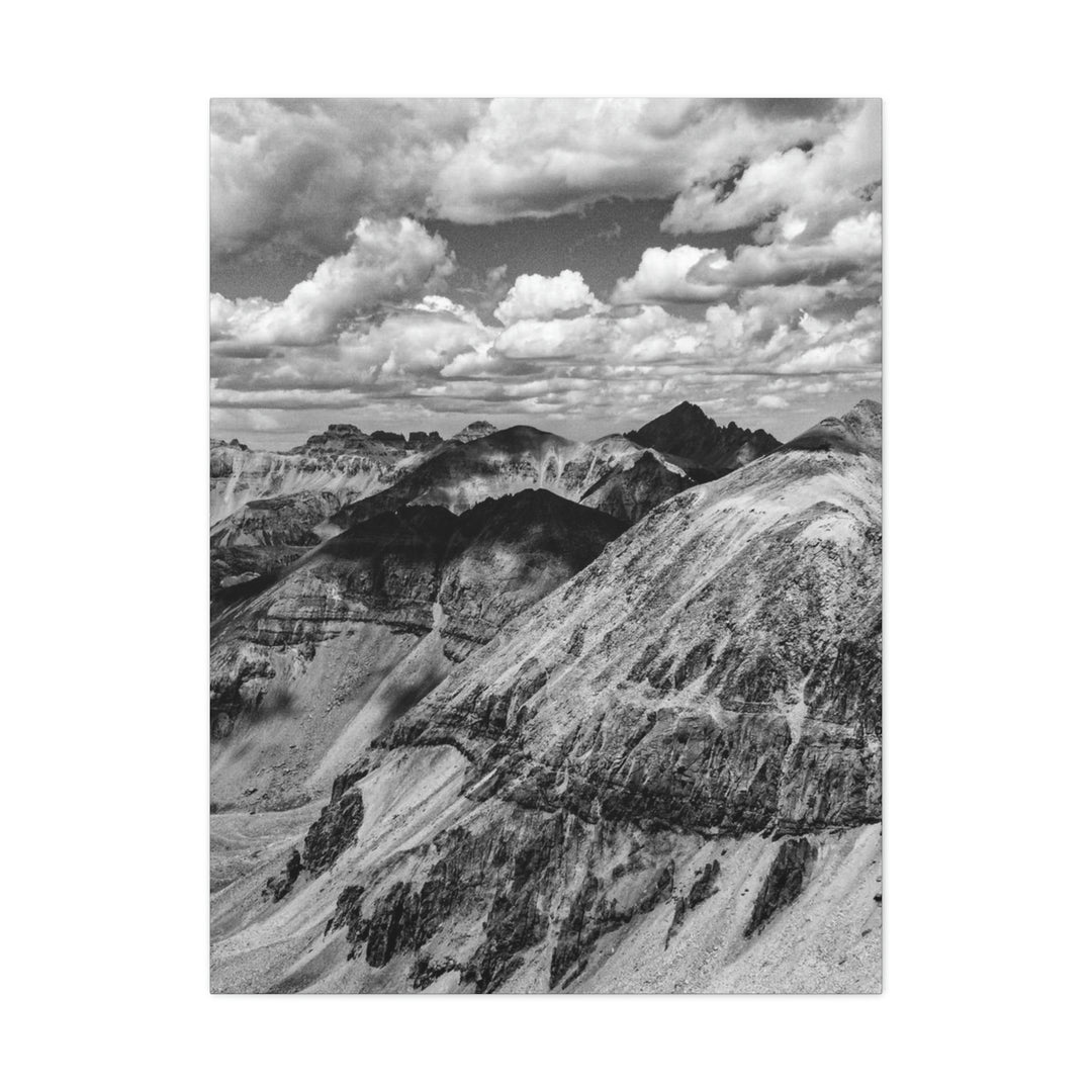 Imogene Pass From the Air in Black and White - Canvas