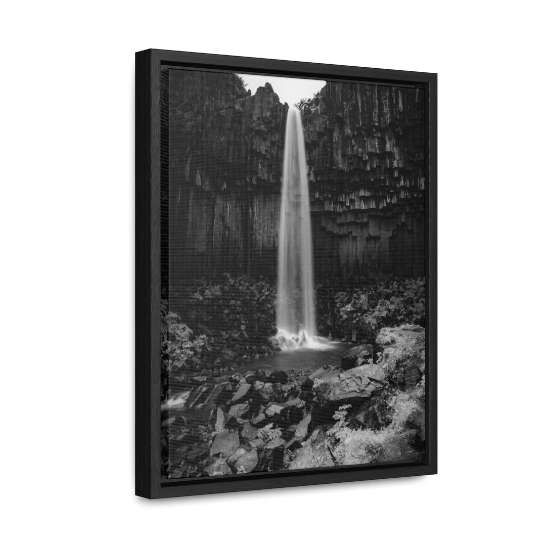 Svartifoss in Black and White - Canvas with Frame