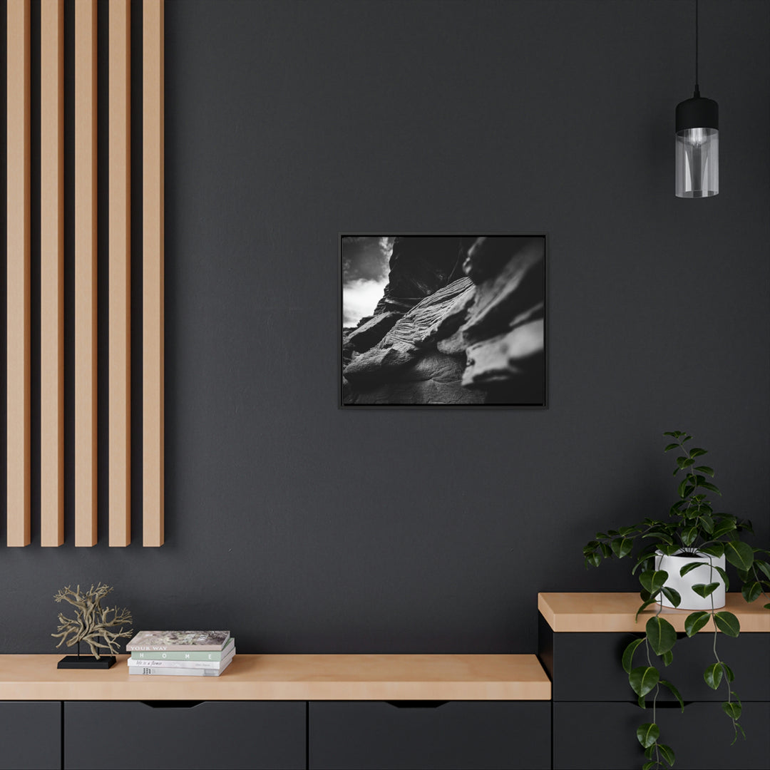 Layers of Rock in Black and White - Canvas with Frame