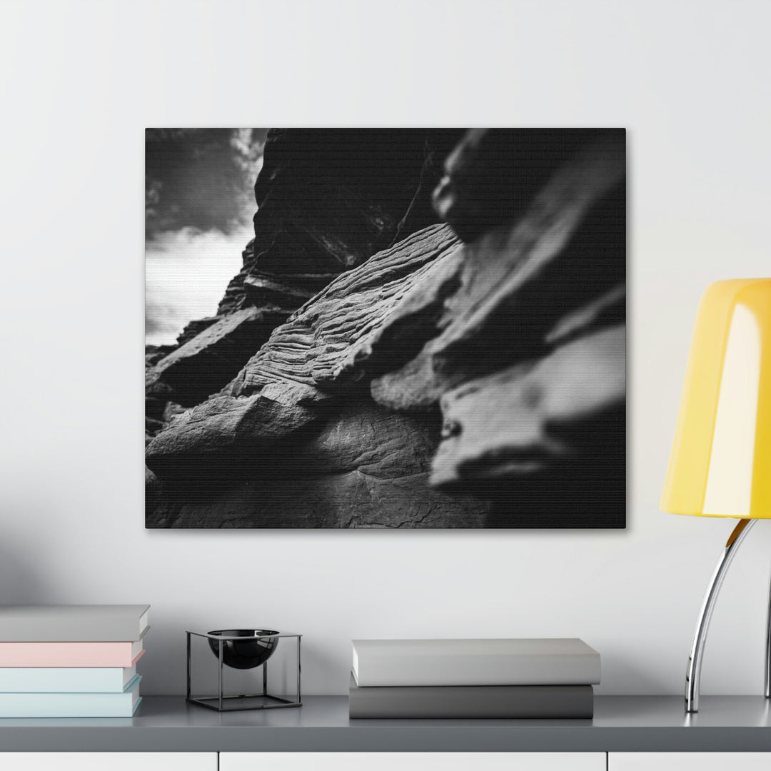 Layers of Rock in Black and White - Canvas