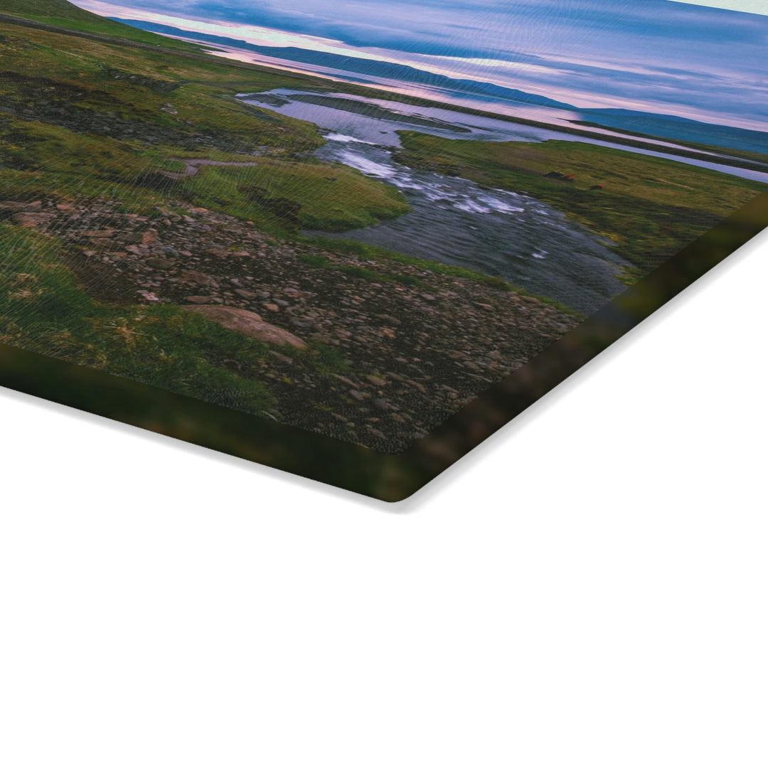 An Icelandic Sunset - Glass Cutting Board - Visiting This World