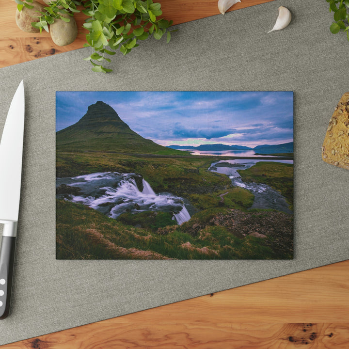 An Icelandic Sunset - Glass Cutting Board - Visiting This World