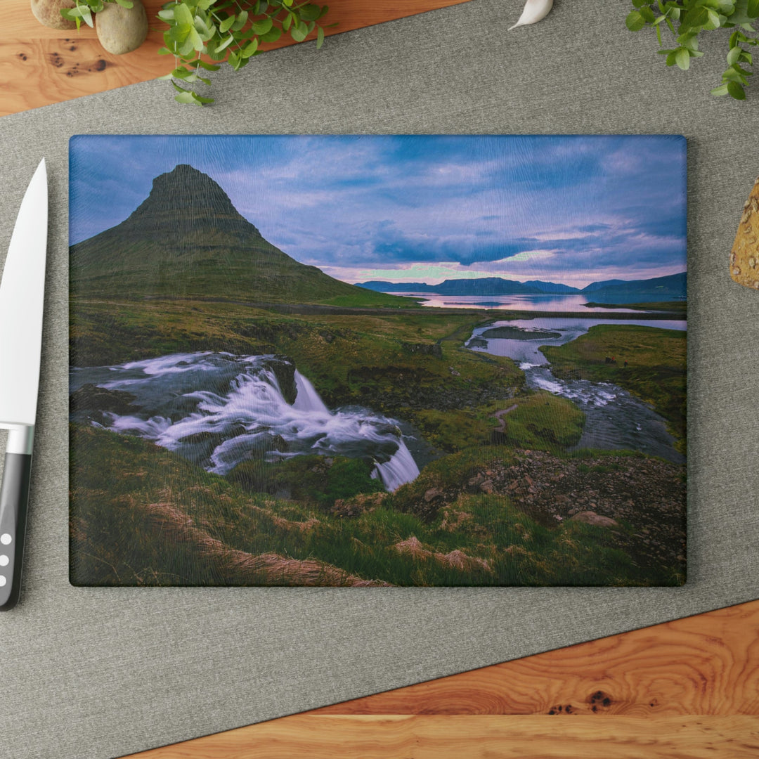 An Icelandic Sunset - Glass Cutting Board - Visiting This World