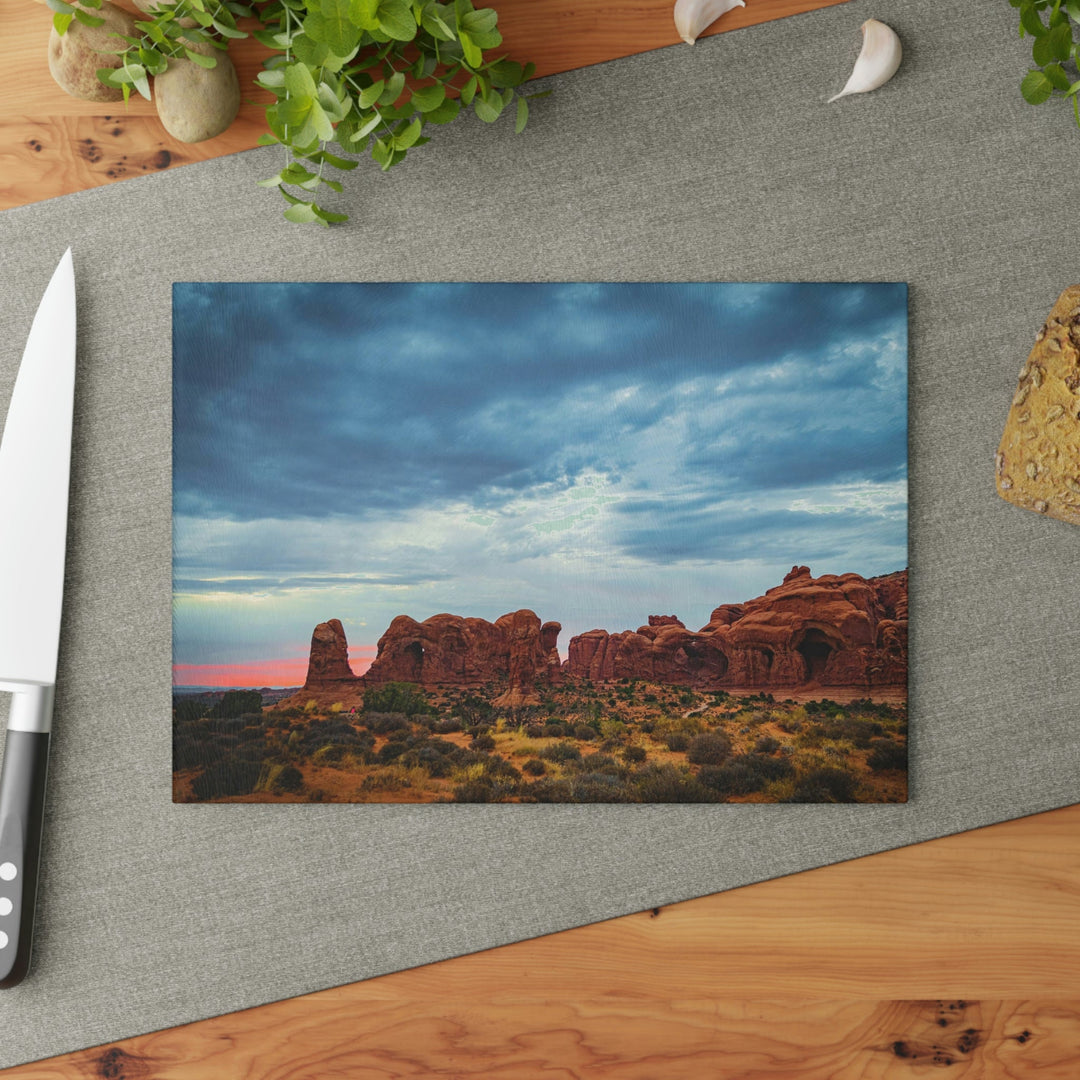 Arches at Sunset - Glass Cutting Board - Visiting This World