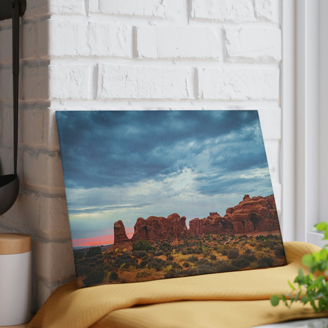 Arches at Sunset - Glass Cutting Board - Visiting This World