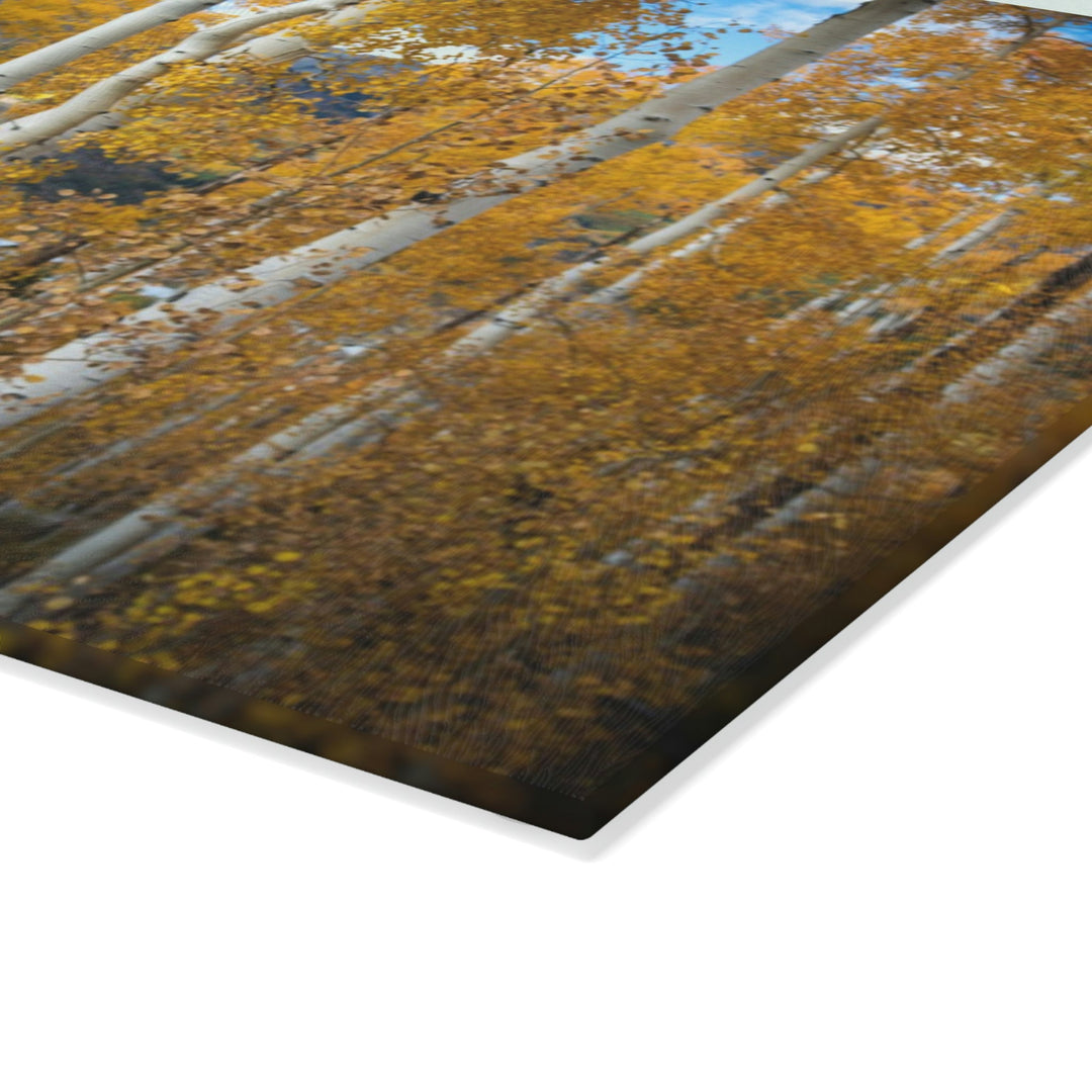 Aspens Changing - Glass Cutting Board - Visiting This World