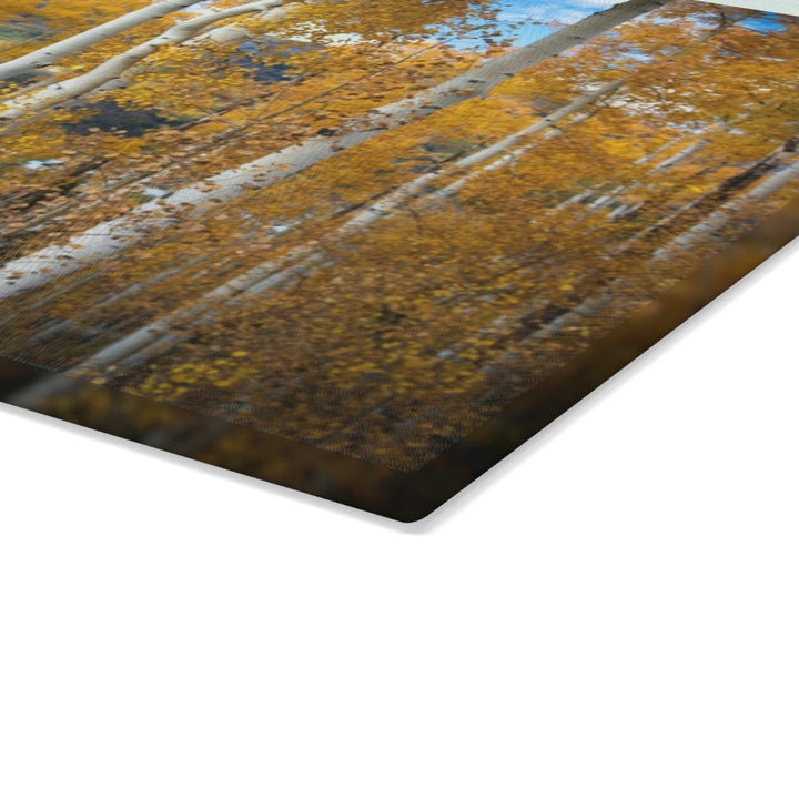 Aspens Changing - Glass Cutting Board - Visiting This World