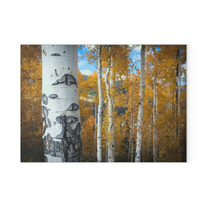 Aspens Changing - Glass Cutting Board - Visiting This World