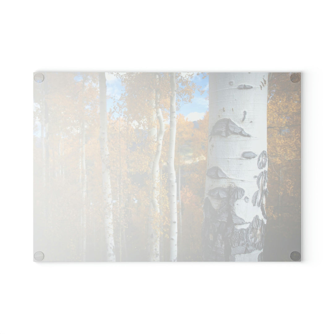 Aspens Changing - Glass Cutting Board - Visiting This World