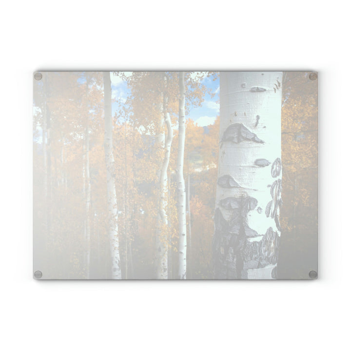 Aspens Changing - Glass Cutting Board - Visiting This World