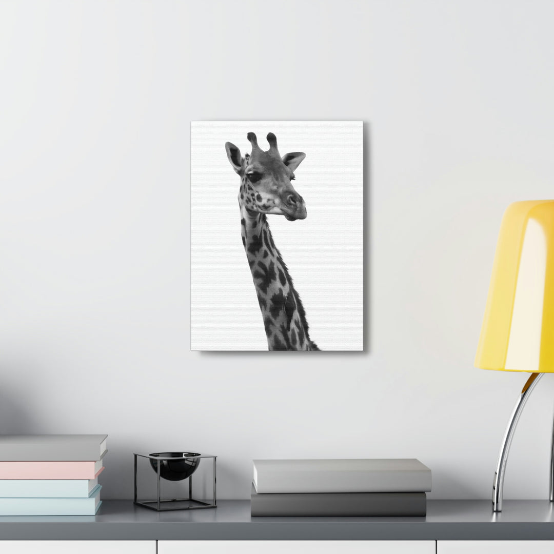 Giraffe Portrait in Black and White  - Canvas