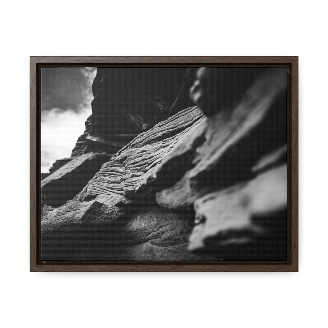 Layers of Rock in Black and White - Canvas with Frame