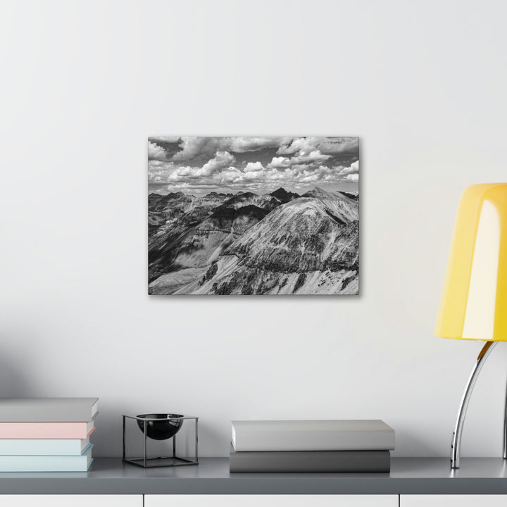 Imogene Pass From the Air in Black and White - Canvas