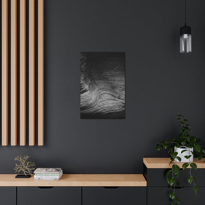 Sedimentary Rock Curves in Black and White - Canvas