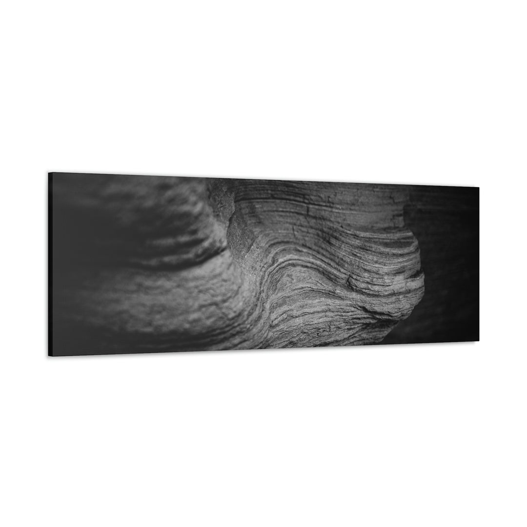 Sedimentary Rock Curves in Black and White - Canvas