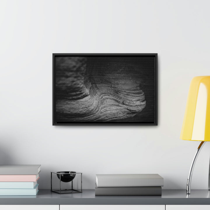 Sedimentary Rock Curves in Black and White - Canvas with Frame