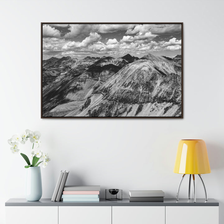 Imogene Pass From the Air in Black and White - Canvas with Frame