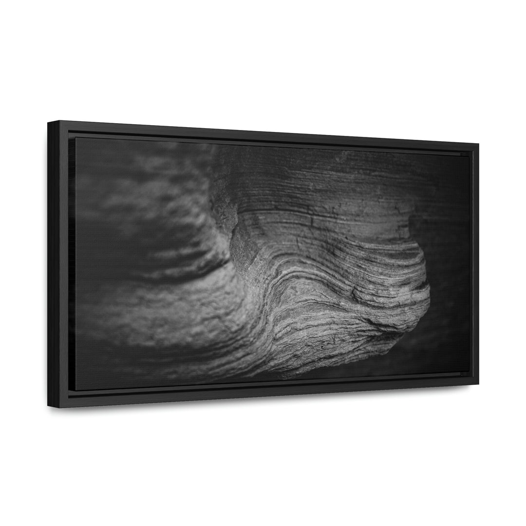 Sedimentary Rock Curves in Black and White - Canvas with Frame