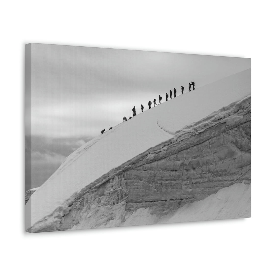 Preparing for the Climb in Black and White - Canvas