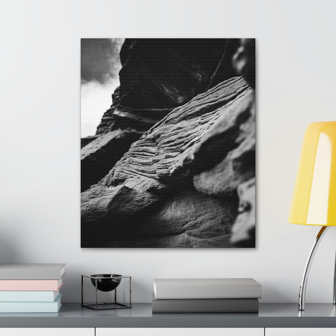 Layers of Rock in Black and White - Canvas