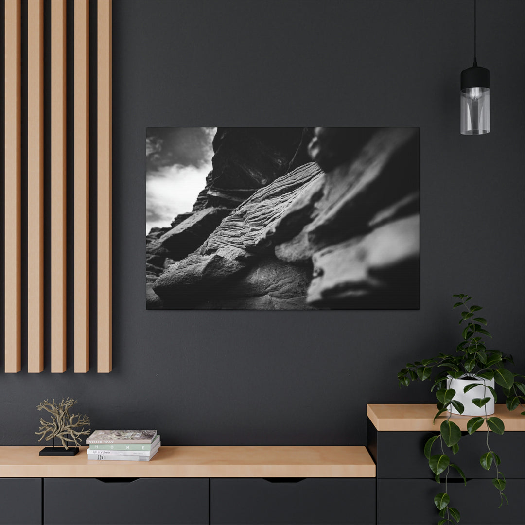 Layers of Rock in Black and White - Canvas