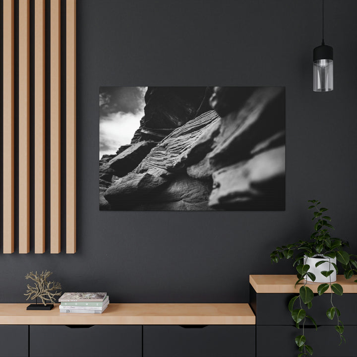 Layers of Rock in Black and White - Canvas