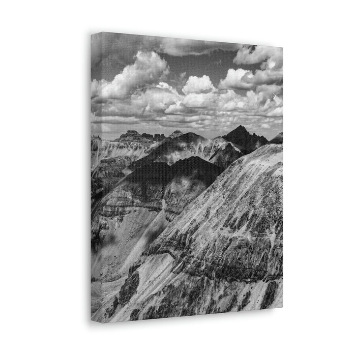 Imogene Pass From the Air in Black and White - Canvas