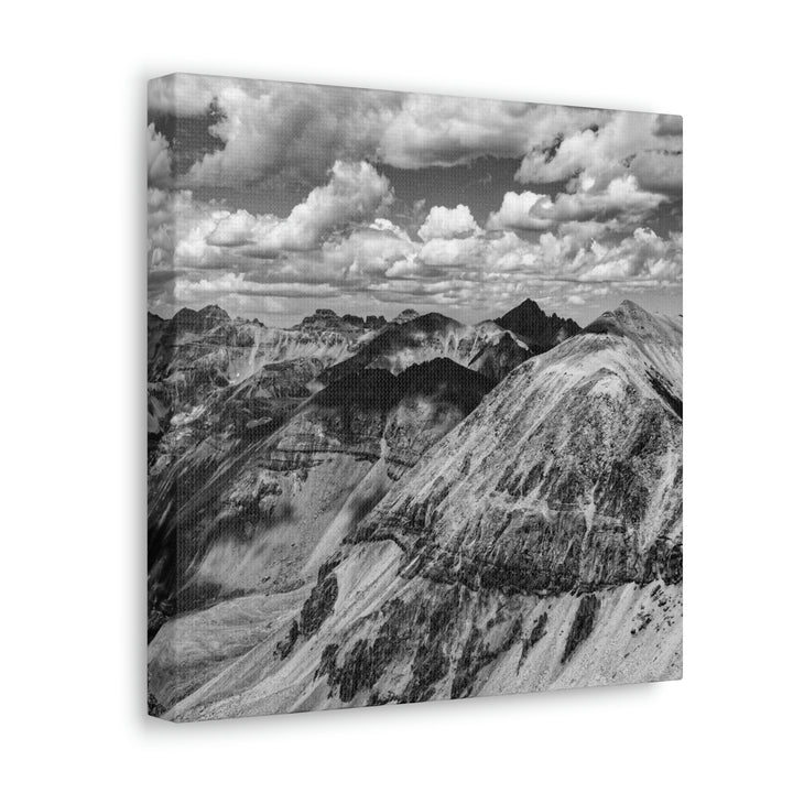 Imogene Pass From the Air in Black and White - Canvas