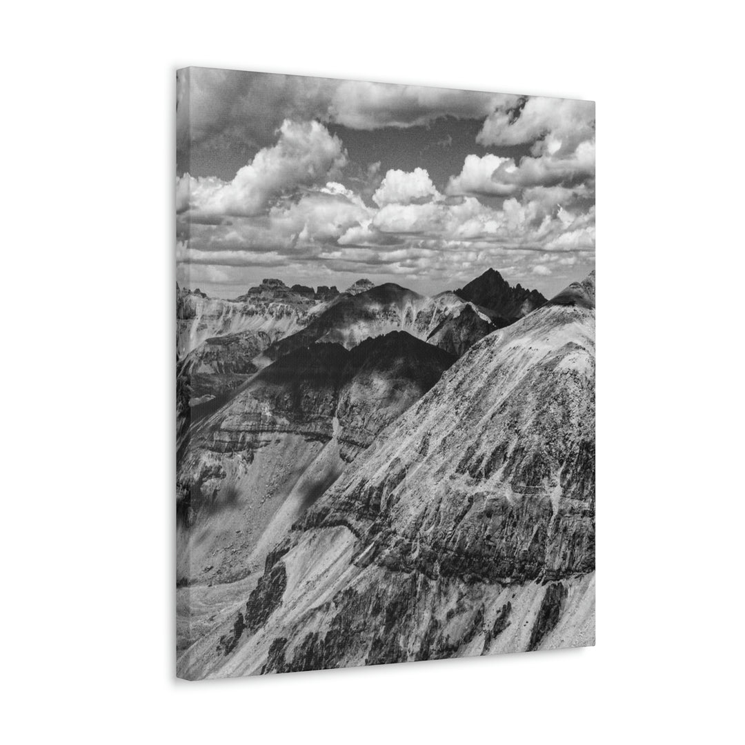 Imogene Pass From the Air in Black and White - Canvas