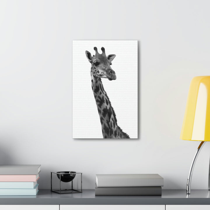 Giraffe Portrait in Black and White  - Canvas