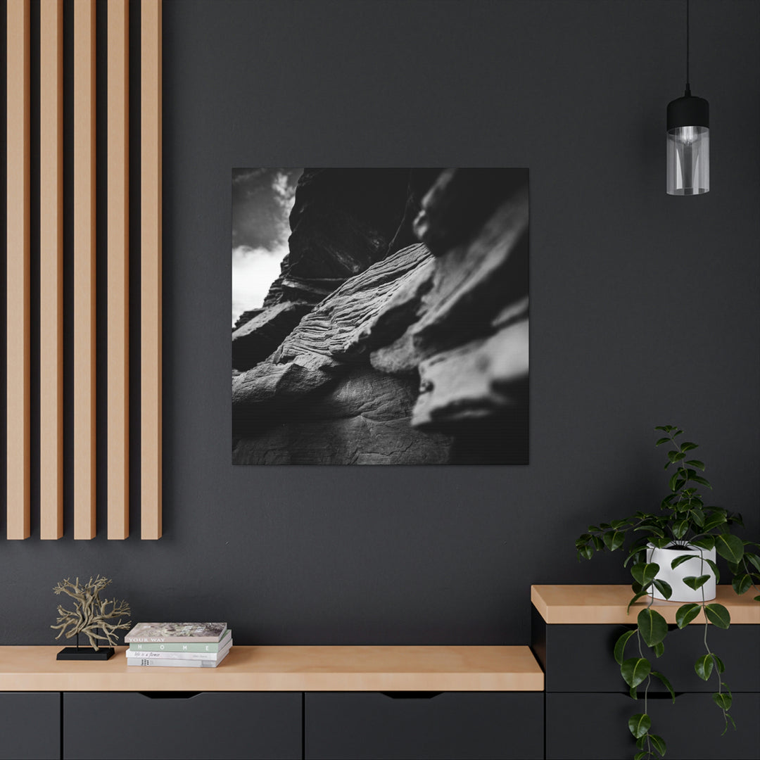 Layers of Rock in Black and White - Canvas