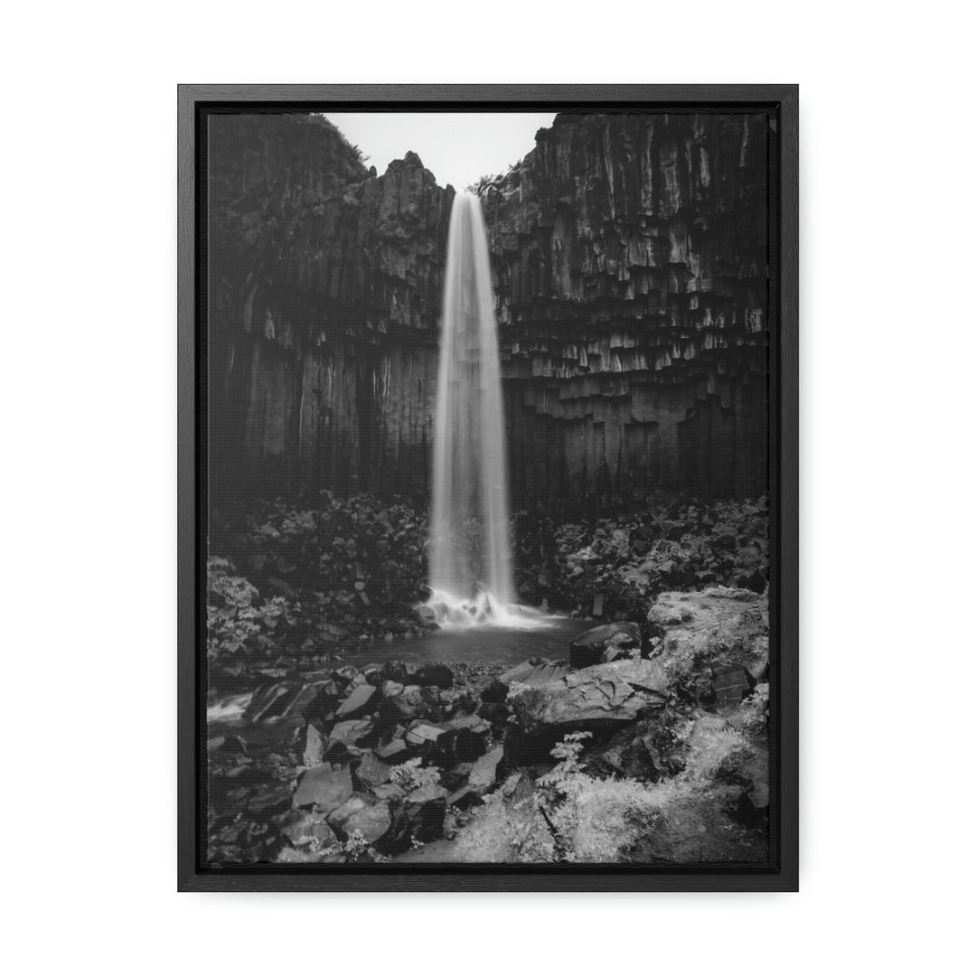 Svartifoss in Black and White - Canvas with Frame